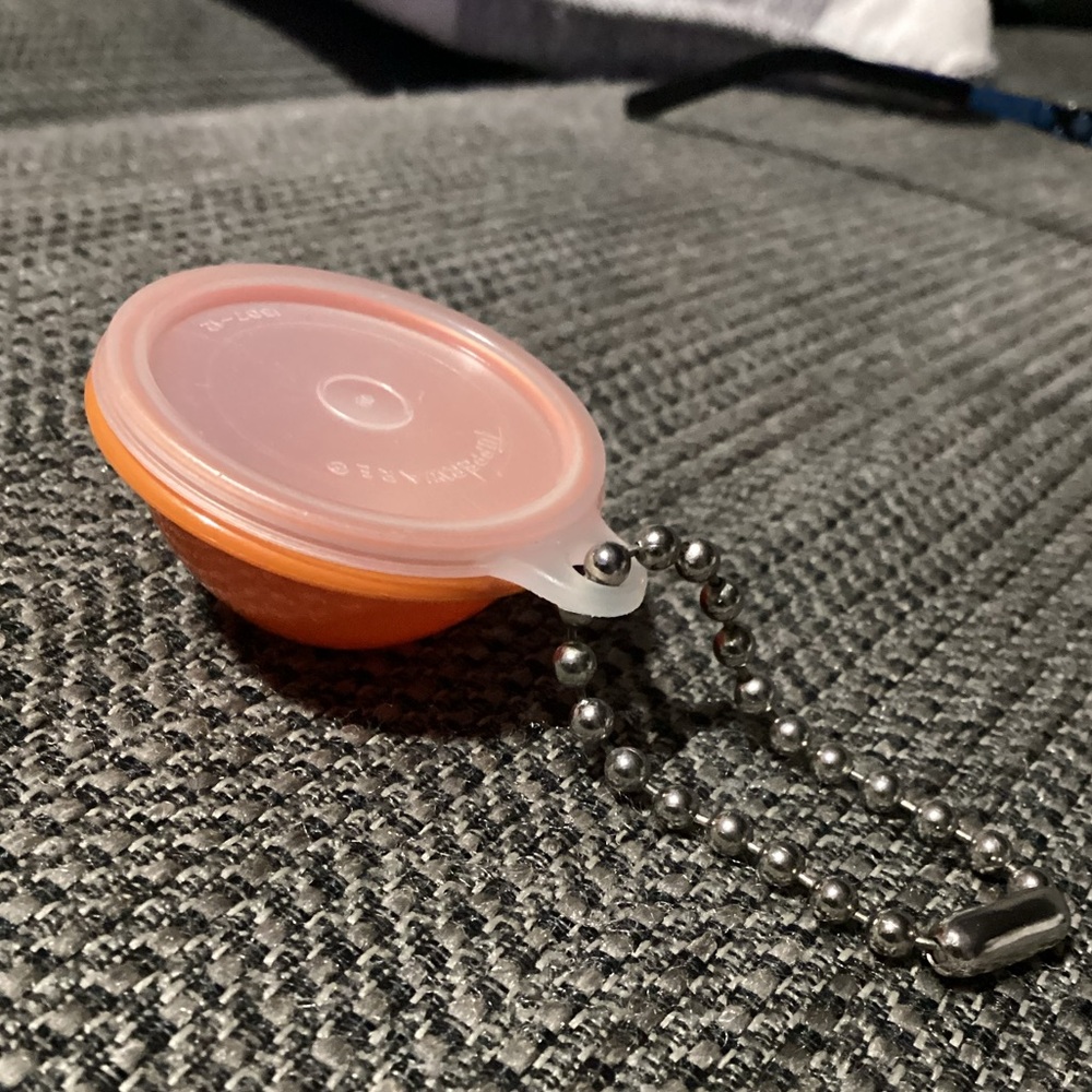 Vintage Tupperware Keychain Dark Orange Bowl with Lid